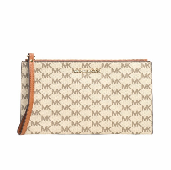 Michael Kors Handbags - Michael Kors MK Wristlet Clutch - Tan Brown